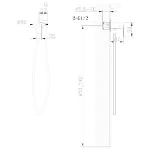 Изображение товара гигиенический душ abber weiss insel af8025 со смесителем, хром