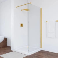 Душевая перегородка Vegas Glass EAF TUR NOVO 86 09 01 86 см, профиль золотой, стекло прозрачное
