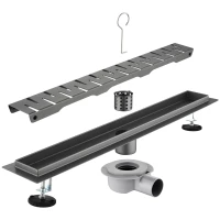 Душевой трап (лоток) Savol S-DL02Q-30 30 см, с решеткой, перфорированный, графит