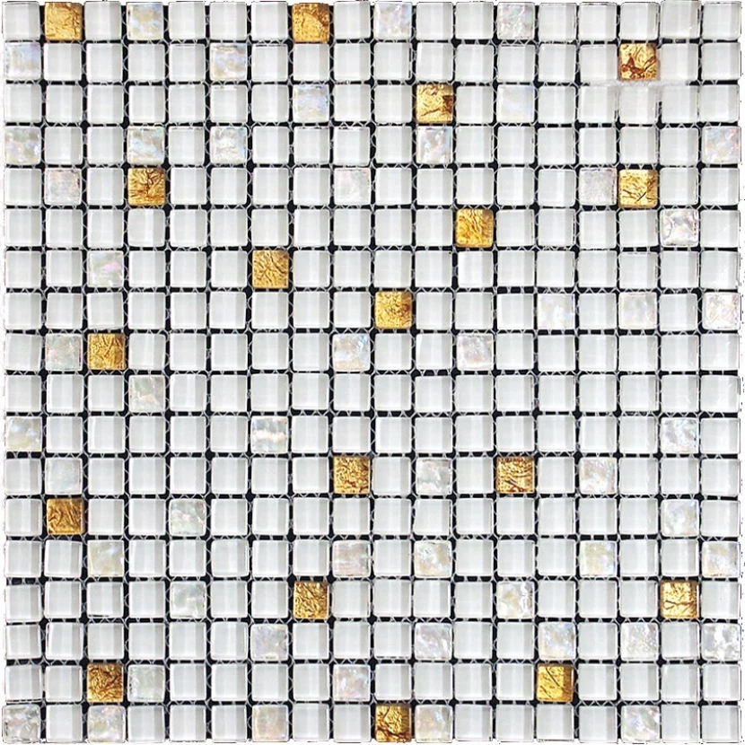 Мозаика Natural Pastel (PST) 4PST-028 Стекло белый, золото 29,8x29,8