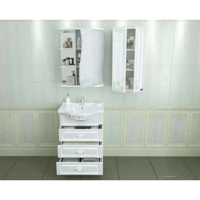 Комплект мебели белый глянец 60 см Санта Верона 700116 + CATYPH60 + 101016