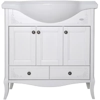 Тумба с раковиной белый серебряная патина 81 см ASB-Woodline Салерно