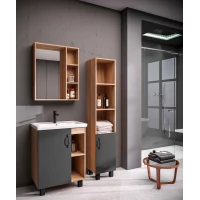 Комплект мебели дуб сонома/серый матовый 61 см Grossman Флай 106002 + 16413 + 206001