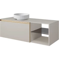 Тумба с раковиной Armadi Art Quatro Cashmere 790-M6-120-CM-MG + 792-120-C + 801-R-MW 121 см L, подвесная, со столешницей, кашемир матовый