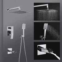 Душевой комплект Gappo G7107-20 300 мм, со смесителем, хром