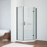 Душевой уголок Vegas Glass AFA-Pen NOVO 120 02М Moru R 120x120 см R, профиль черный матовый, стекло рифленое