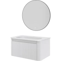 Комплект мебели Armadi Art Voi Matt White 782-080-R-MW + 786-080-MW + 545-80-GM 82 см, подвесной, белый матовый