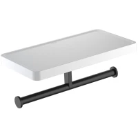 Держатель туалетной бумаги Aquatek Европа AQ4919MB с полкой для телефона, двойной, черный матовый