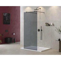 Душевая перегородка Cezares Liberta LIBERTA-L-2-120-120-GR-NERO 120 см, профиль черный матовый, стекло графитовое