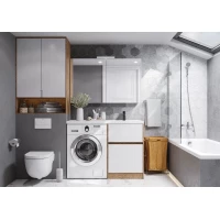 Комплект мебели белый глянец/дуб сантана 120 см Акватон Лондри 1A266901LH0C0 + 1A274801LH010 + 1A72243KLH010 + 1A267402LH010