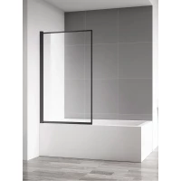 Шторка на ванну AQUAme AQM2859-L 80 см L, профиль черный матовый, стекло прозрачное