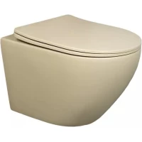 Унитаз подвесной GID Sr2198 безободковый, с сиденьем микролифт, бежевый матовый