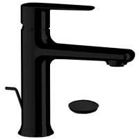 Смеситель для раковины Remer Vanity V10NO с донным клапаном, черный матовый