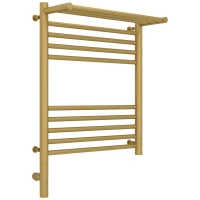 Полотенцесушитель электрический 600x500 золотой матовый МЭМ левый Сунержа Богема с полкой 3.0 032-5806-6050