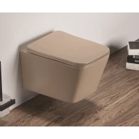 Унитаз подвесной CeramaLux 5170MC безободковый, с сиденьем микролифт, капучино матовый