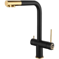 Смеситель для кухни Rivelato Lugano 1523513 antracite oro с подключением к фильтру, золотой/антрацит