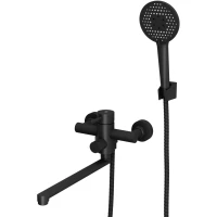 Смеситель для ванны Rush Melos SUS1101-51Black универсальный, с душевым гарнитуром, черный матовый