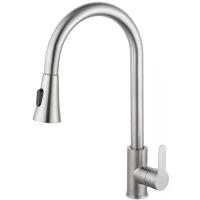 Смеситель для кухни Wonzon & Woghand WW-121E201L-BS с выдвижным изливом, никель матовый