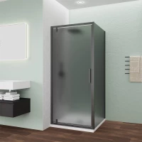 Душевой уголок Veconi Ottimo OP30GR-SP-9080-12-C9 90x80 см, профиль графит матовый, стекло тонированное матовое