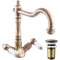 Смеситель для раковины с донным клапаном Rav Slezak Morava Retro MK521.5/8SM