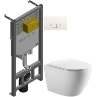 Комплект подвесной унитаз Art&Max Bianchi AM9311CHR/SC + система инсталляции Jacob Delafon E29025-NF + E29026-01R 