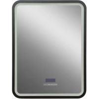 Зеркало Art&Max Genova AM-Gen-600-800-S-F-MFP 60x80 см, с LED-подсветкой, сенсорным выключателем, диммером, антизапотеванием, черный матовый