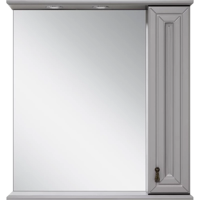 Зеркальный шкаф Misty Лувр П-Лвр03065-1504П 65x80 см R, с подсветкой, выключателем, серый матовый