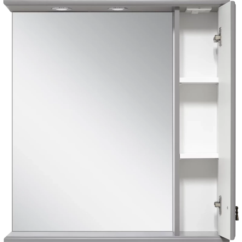 Зеркальный шкаф Misty Лувр П-Лвр03065-1504П 65x80 см R, с подсветкой, выключателем, серый матовый