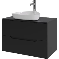 Тумба с раковиной Orange Line Li-80TubMDF+B07-500W 80,2 см, подвесная, со столешницей, черный матовый