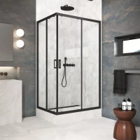 Душевой уголок Vegas Glass ZA-F Protec 120*90 02M crystalvision 120x90 см, профиль черный матовый, стекло прозрачное