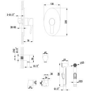 Изображение товара гигиенический душ lemark atlantiss lm3219c со смесителем, хром
