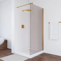 Душевая перегородка Vegas Glass EAF TUR NOVO 86 09 05 86 см, профиль золотой, стекло бронза