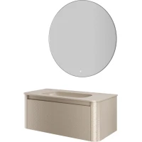 Комплект мебели Armadi Art Voi Stonefinish Daphne 782-100-SF-D + 786-100-SF-D без отв. + 545-100-CR 102 см, подвесной, бежевый камень матовый