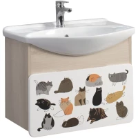 Тумба белый матовый/акация, принт котики 62 см Belux Чезаро НП 65-01 4810924270856