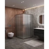 Душевой уголок Cezares Molveno MOLVENO-A-22-90+20-P-GM 110x110 см, профиль оружейная сталь матовый, стекло текстурное