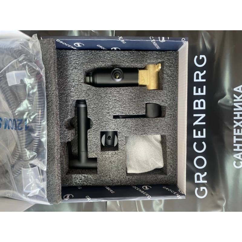 Гигиенический душ Grocenberg GB001BL со смесителем, черный матовый