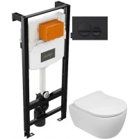 Комплект подвесной унитаз SSWW CT2038V + система инсталляции Jacob Delafon E24156-NF + E20859-7-BMT