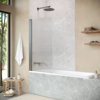 Шторка на ванну Vegas Glass EV NOVO 76 11 Moru L 76 см L, профиль оружейная сталь, стекло рифленое