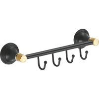 Планка с крючками Fixsen Luksor FX-71605-4B для ванны, золотой/черный