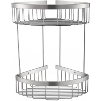 Полка для ванной Grocenberg AC0076NK 21x21 см, угловая, двойная, никель