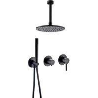Душевой комплект Filarete FL1032BL 300 мм, со смесителем, черный матовый