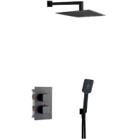 Душевой комплект AQG QU Therm 19QUTEC22805 250 мм, с термостатом, черный матовый