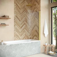 Шторка на ванну Vegas Glass EV NOVO 60 03 crystalvision 61 см, профиль золотой матовый, стекло прозрачное