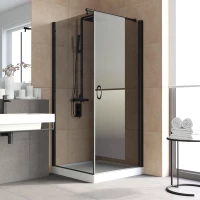 Душевой уголок Vegas Glass EP-Fis LUX 80*100 02M 07 R 80x100 см R, профиль черный матовый, стекло графитовое