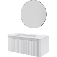 Комплект мебели Armadi Art Voi Matt White 782-100-R-MW + 786-100-MW + 545-80-MG 102 см, подвесной, белый матовый