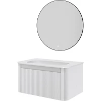 Комплект мебели Armadi Art Voi Matt White 782-080-R-MW + 786-080-MW + 545-80-B 82 см, подвесной, белый матовый