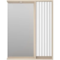 Зеркальный шкаф Brevita Balaton BAL-04065-03-01П 62,5x80 см R, с подсветкой, выключателем, белый матовый/бежевый матовый