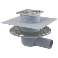 Душевой трап AlcaPlast APV1324 105x105/50 мм, с решеткой, перфорированный, хром