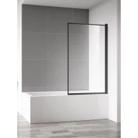 Шторка на ванну AQUAme AQM2859-R 80 см R, профиль черный матовый, стекло прозрачное