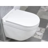 Унитаз подвесной CeramaLux 2198MW безободковый, с сиденьем микролифт, белый матовый